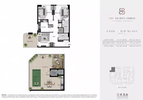 Plattegrond van 2 slaapkamers in The Eighty Three
