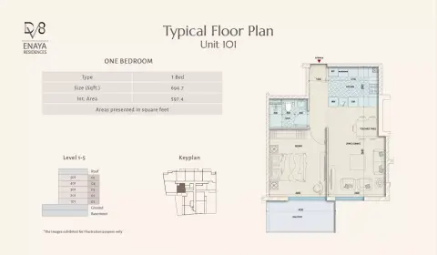 Plattegrond van 1 slaapkamer in Enaya Residences