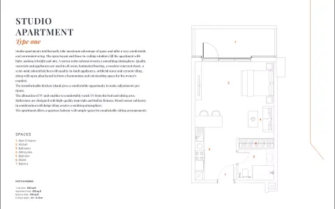 Plattegrond van Studio in The Orchard Place
