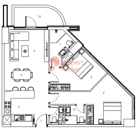 Plattegrond van 2 slaapkamers in The Orchard Place