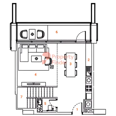 Plattegrond van 1 slaapkamer in The Orchard Place