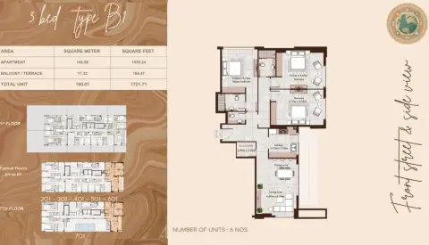 Plattegrond van 3 slaapkamers in Maison Cannelle Residences