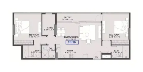 Plattegrond van 2 slaapkamers in Estrella by Nexus