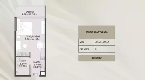 Plattegrond van Studio in Elevia Residences Phase 2 by Valores