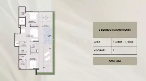 Plattegrond van 2 slaapkamers in Elevia Residences Phase 2 by Valores