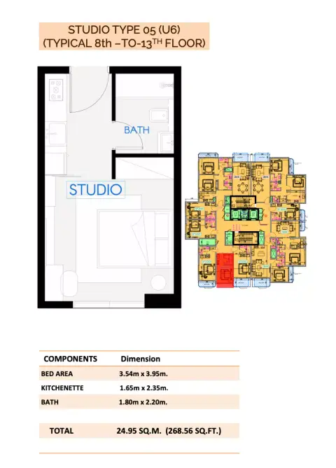 Plattegrond van Studio in Celestara Residences