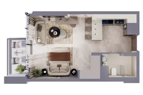 Plattegrond van Studio in Palatium Residences