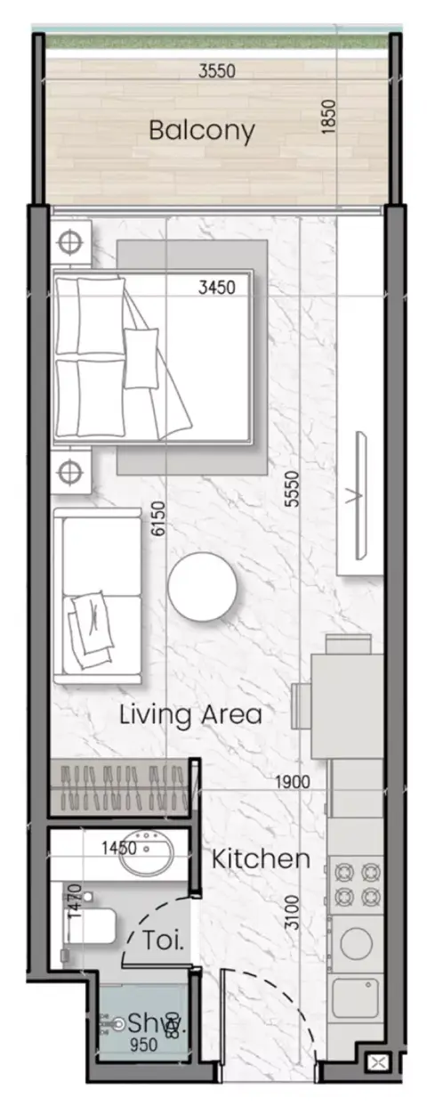 Plattegrond van Studio in Mak I'Sola Bella