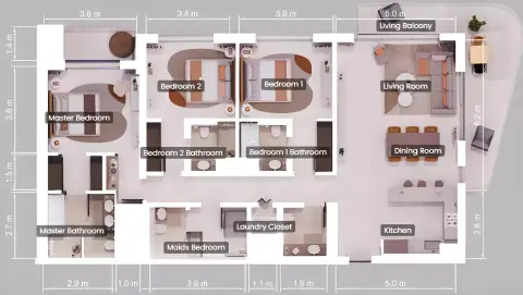 Plattegrond van 3 slaapkamers in Moss