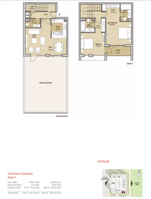 Plattegrond van 2 slaapkamers in Mudon Central Park