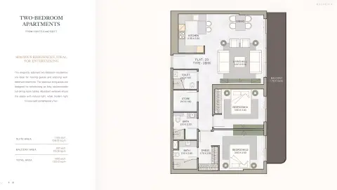 Plattegrond van 2 slaapkamers in Helvetia Residences By DHG Properties