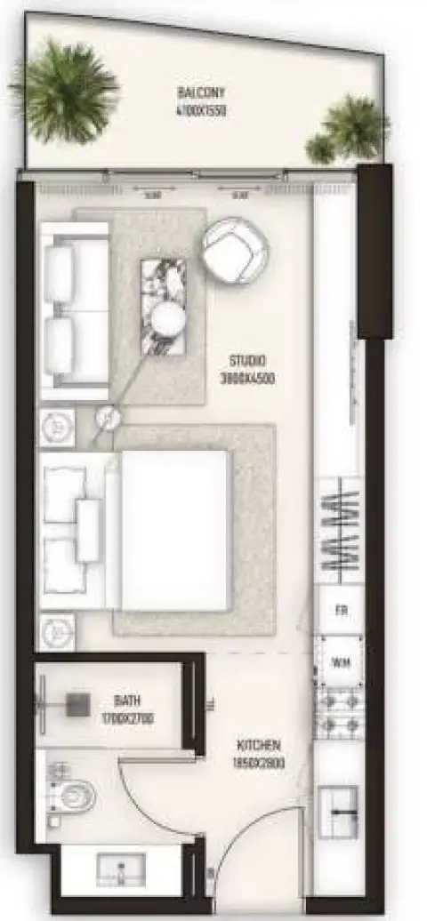 Plattegrond van Studio in Sonate Residences