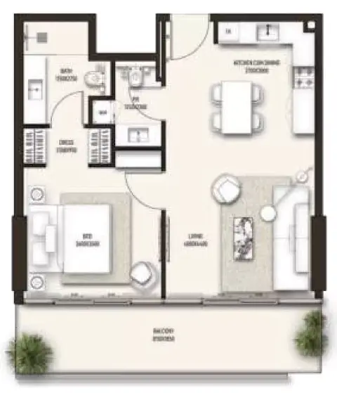 Plattegrond van 1 slaapkamer in Sonate Residences