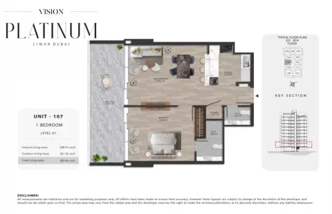 Plattegrond van 1 slaapkamer in Platinum by Vision