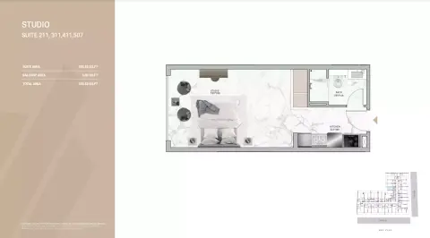 Plattegrond van Studio in Al Serh Residences 11