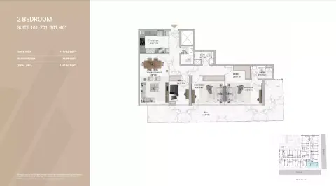 Plattegrond van 2 slaapkamers in Al Serh Residences 11