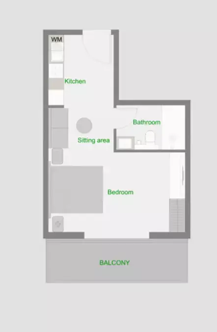 Plattegrond van Studio in The Central Downtown