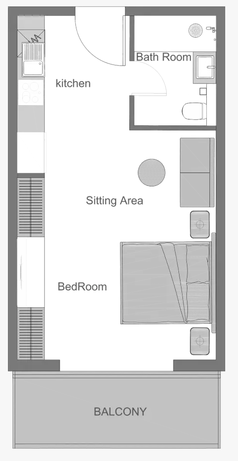 Plattegrond van Studio in The Central Downtown