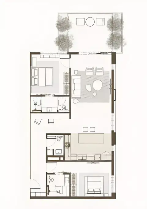 Plattegrond van 2 slaapkamers in Keturah Resort