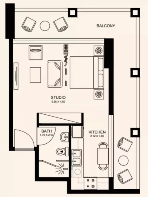 Plattegrond van Studio in Elegance By Chaimaa