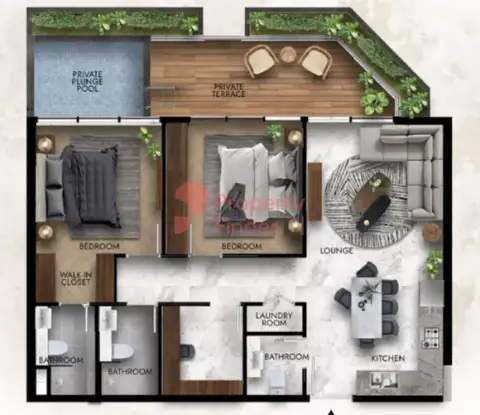 Plattegrond van 2 slaapkamers in Lucky 2 Residence