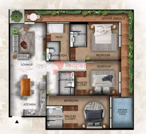 Plattegrond van 3 slaapkamers in Lucky 2 Residence