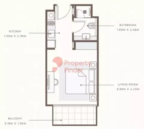 Plattegrond van Studio in Azizi Grand