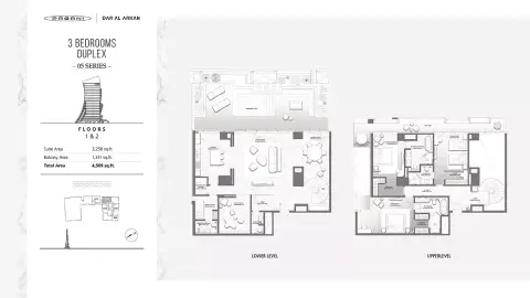 Plattegrond van 3 slaapkamers in DaVinci Tower