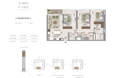 Plattegrond van 3 slaapkamers in Avarra by Palace