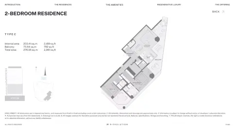 Plattegrond van 2 slaapkamers in Eywa The Tree of Life