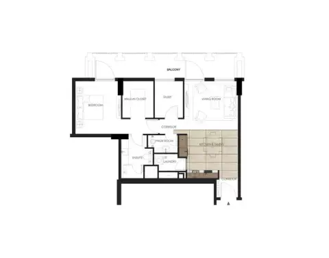Plattegrond van 1 slaapkamer in Tura Residence