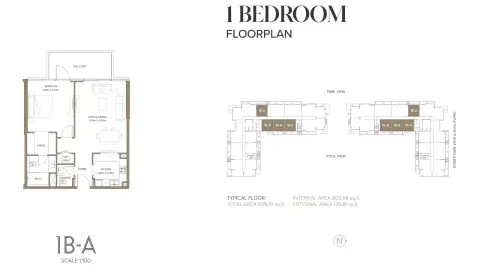 Plattegrond van 1 slaapkamer in 399 Hills Park A