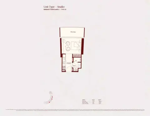 Plattegrond van Studio in Binghatti Skyflame 2