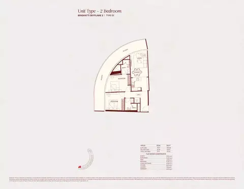 Plattegrond van 2 slaapkamers in Binghatti Skyflame 2