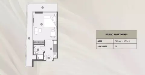 Plattegrond van Studio in Elevia Residences