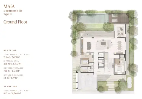 Plattegrond van 5 slaapkamers in Maia Villas
