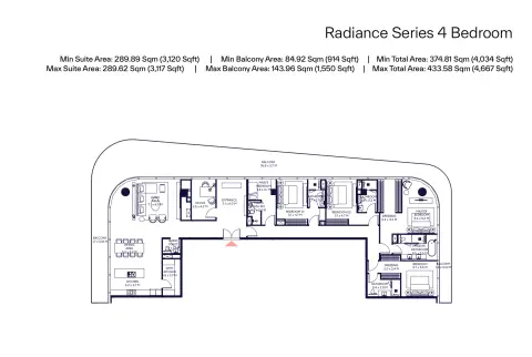 Plattegrond van 4 slaapkamers in Inaura Hotels & Residences