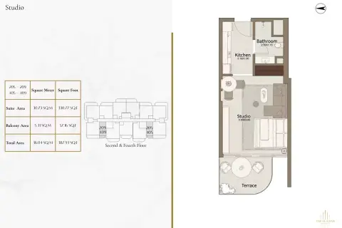 Plattegrond van Studio in Dar Al Aiham One