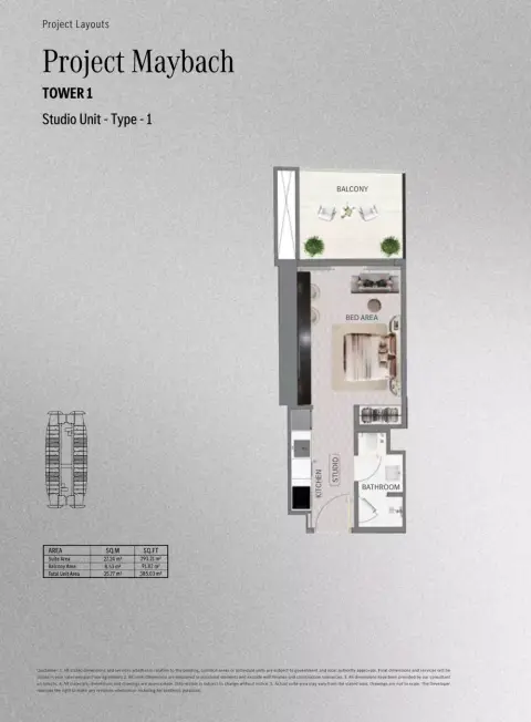 Plattegrond van Studio in Binghatti Maybach