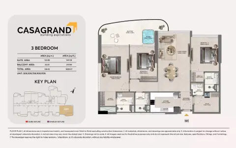 Plattegrond van 3 slaapkamers in Casagrand Hermina