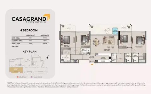 Plattegrond van 4 slaapkamers in Casagrand Hermina