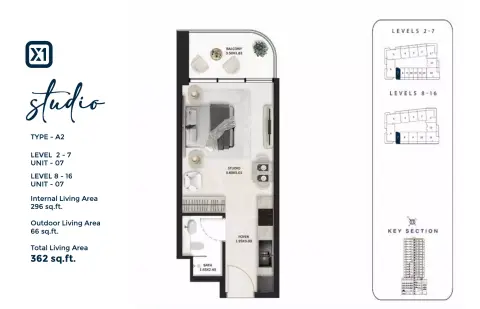 Plattegrond van Studio in SquareX One