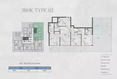 Plattegrond van 3 slaapkamers in Zyra Hills