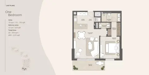 Plattegrond van 1 slaapkamer in Expo Valley Views