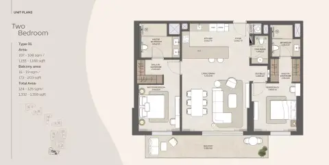 Plattegrond van 2 slaapkamers in Expo Valley Views