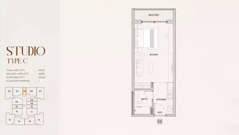Plattegrond van Studio in Myra Residences