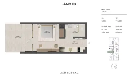 Plattegrond van Studio in JAD288