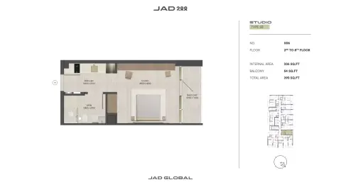 Plattegrond van Studio in JAD288