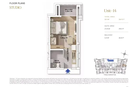 Plattegrond van Studio in RR Grand