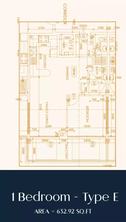 Plattegrond van 1 slaapkamer in Rapunzel Tower